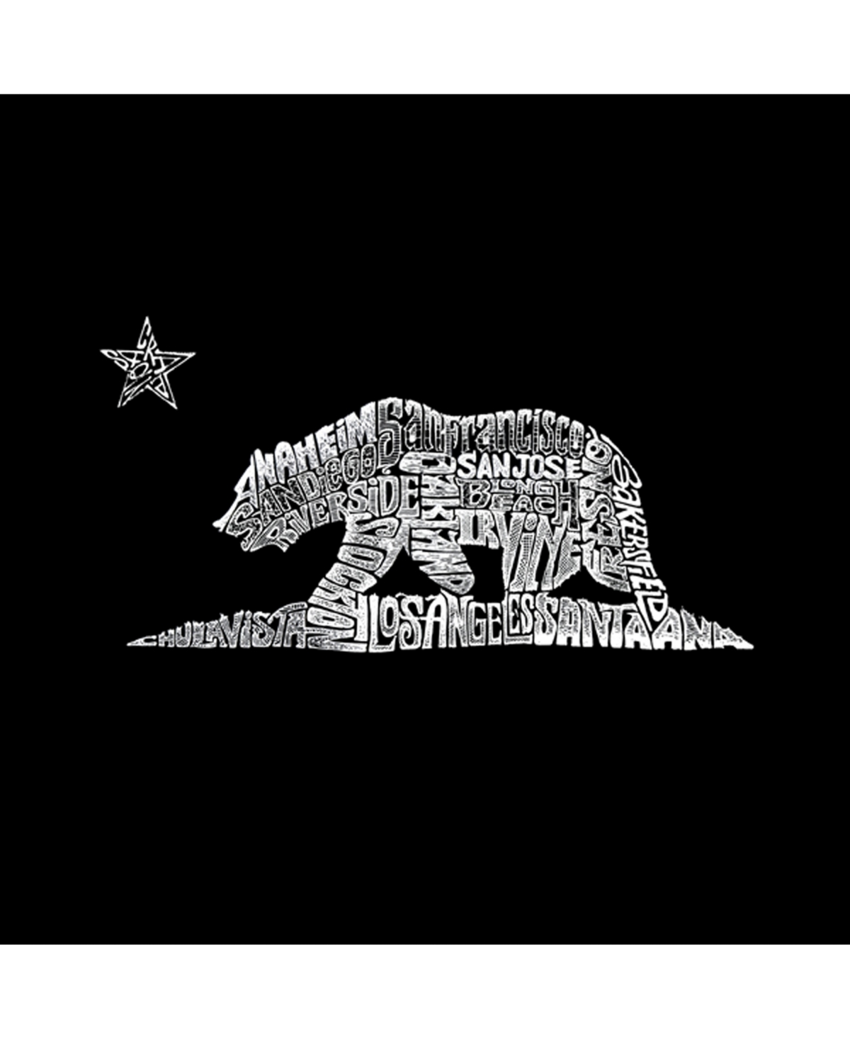 La Pop Art Women's Premium Word Art Flowy Tank Top- California Bear
