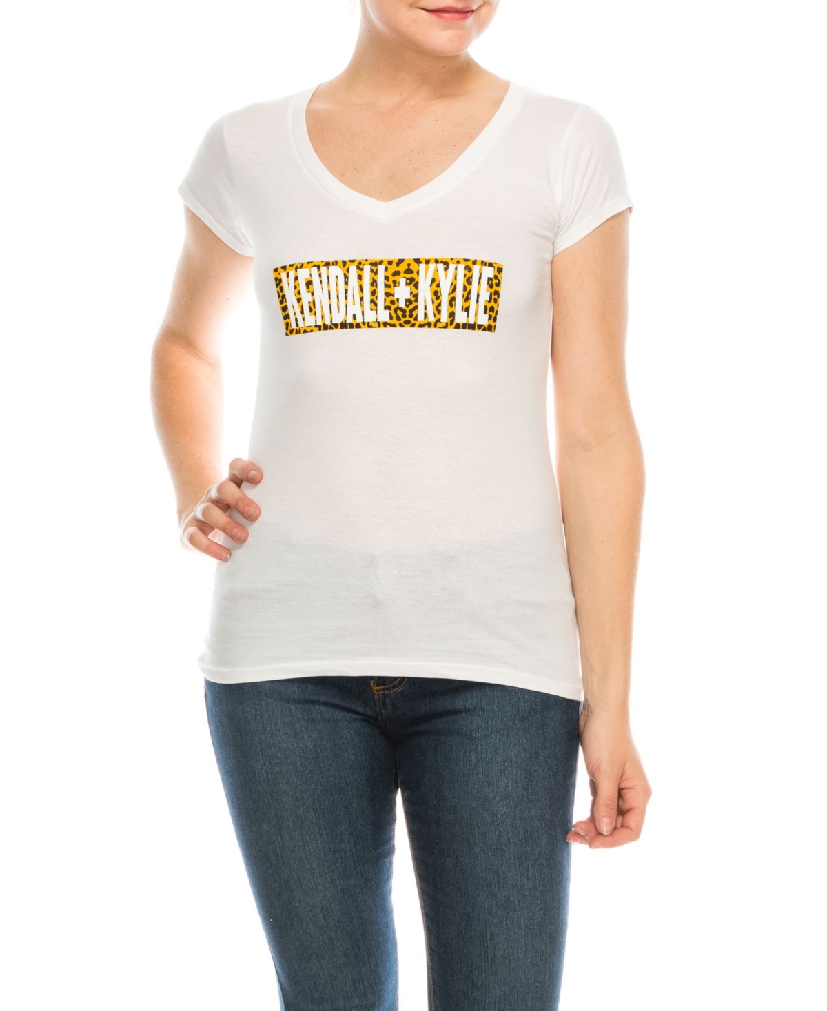 Kendall + Kylie V-Neck Cap Sleeve Tee