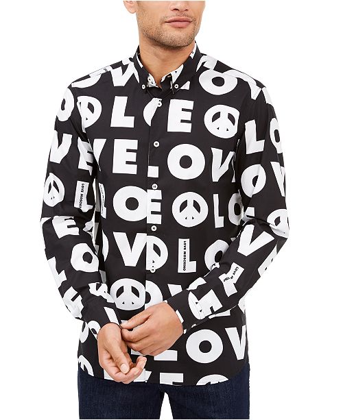 Love Moschino Men S Love All Over Logo Woven Shirt Reviews
