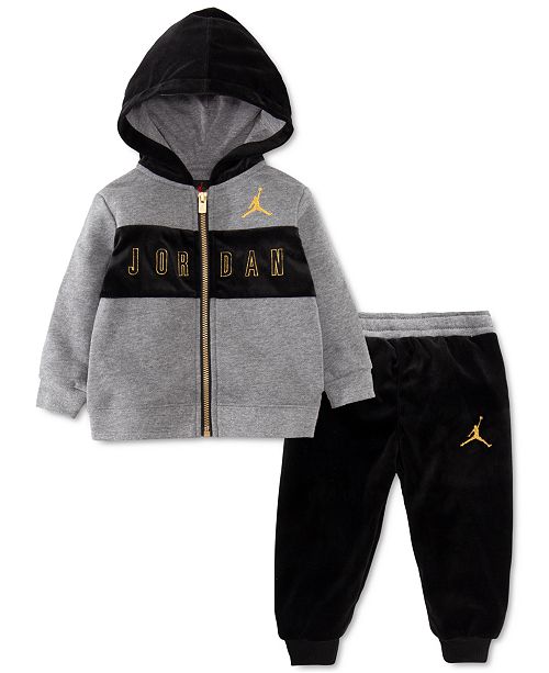 Jordan Baby Boys 2 Pc Velour Full Zip Hoodie Pants Set