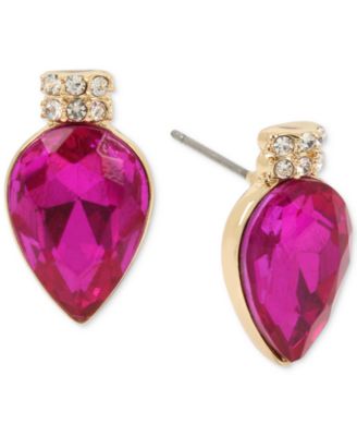 Betsey Johnson - Gold-Tone Crystal Christmas Light Stud Earrings