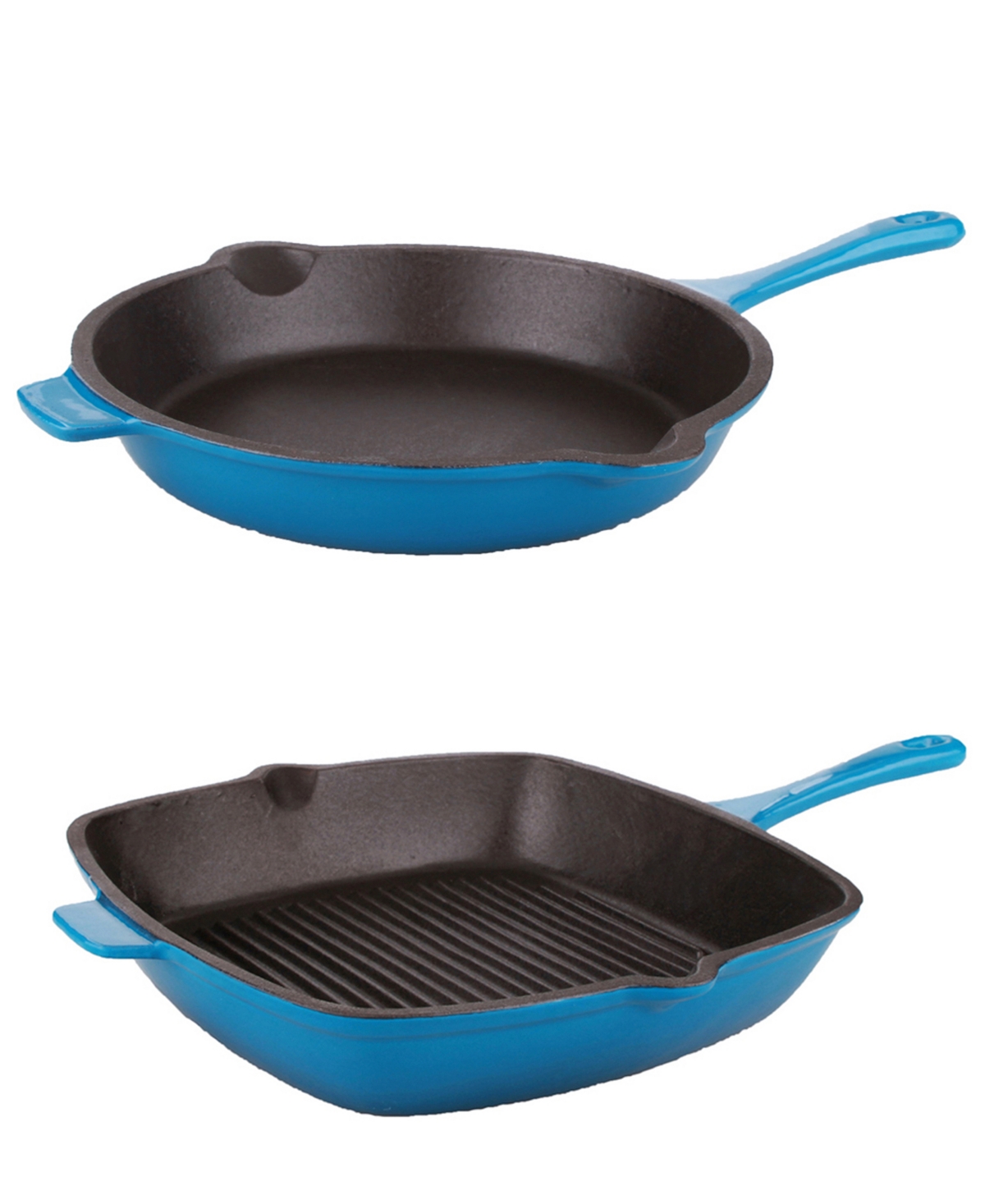 BergHoff Neo 2-Pc. 10 Fry Pan and 11 Grill Pan Cast Iron Set