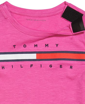 Tommy Hilfiger Big Girls Signature Stripe T Shirt with VELCRO