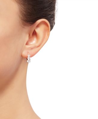 White Cubic Zirconia Graduated Drop Earrings in 14k Gold (Also in Blue Cubic Zirconia)