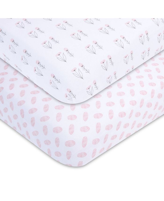 GetUSCart- Adrienne Vittadini Bambini Jersey Cotton Standard Crib Sheets 2  Pack Stripes & Dots, Black (AVB-0012)