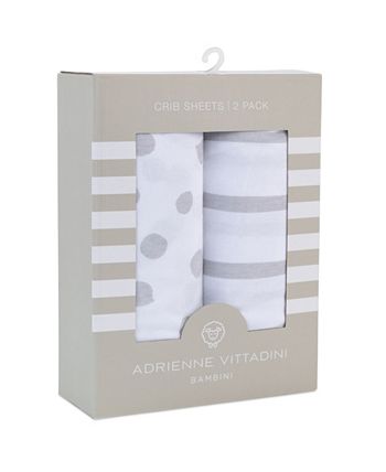 GetUSCart- Adrienne Vittadini Bambini Jersey Cotton Standard Crib Sheets 2  Pack Stripes & Dots, Black (AVB-0012)