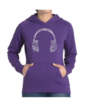 La Pop Art Women's Word Art Hooded Sweatshirt -Headphones - Languages