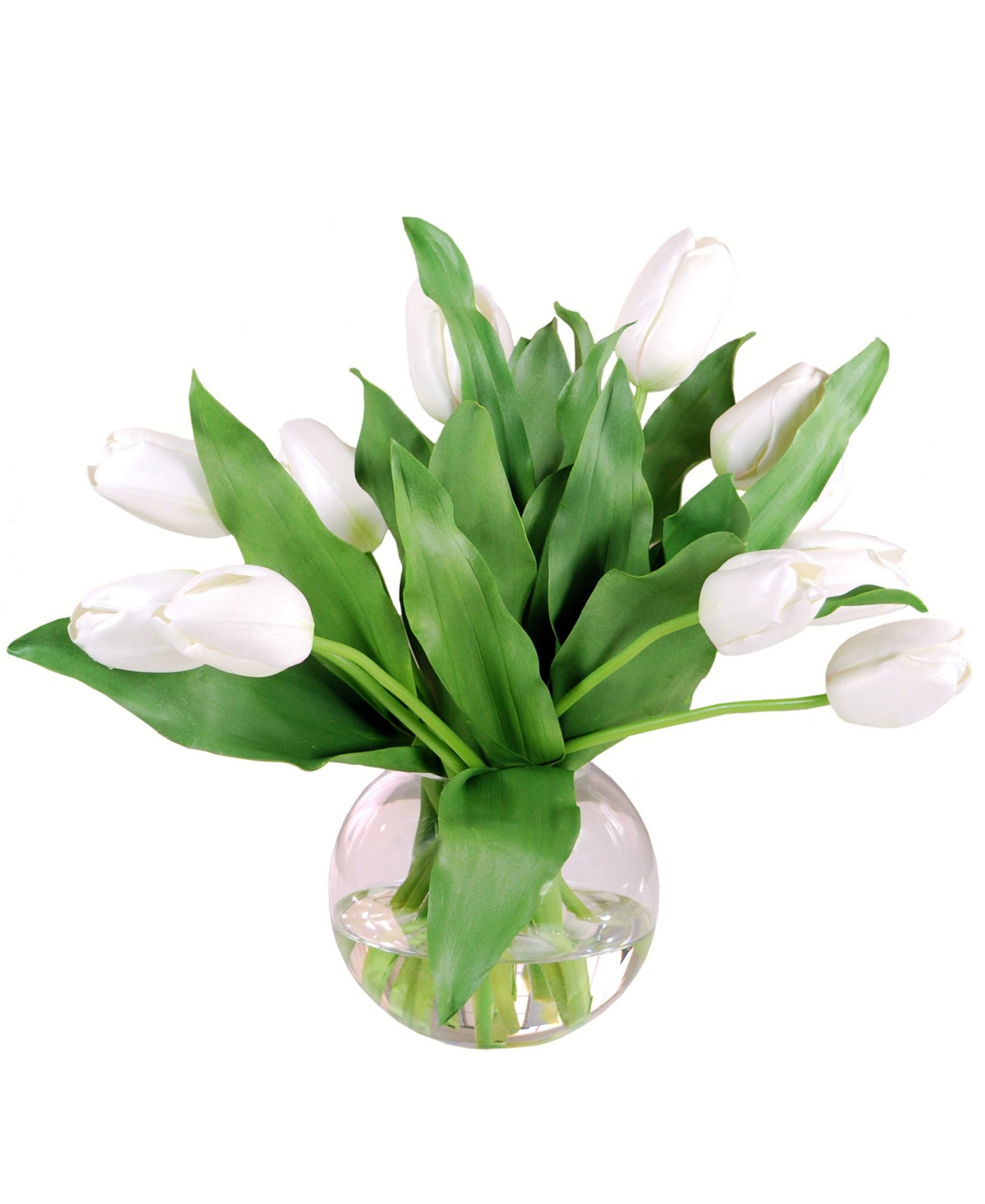 Permanent Botanicals Tulip in Bubble Bowl - White