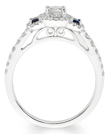 Macy's - Certified Diamond (1 ct. t.w.) and Sapphire Bridal Set in 14k White Gold
