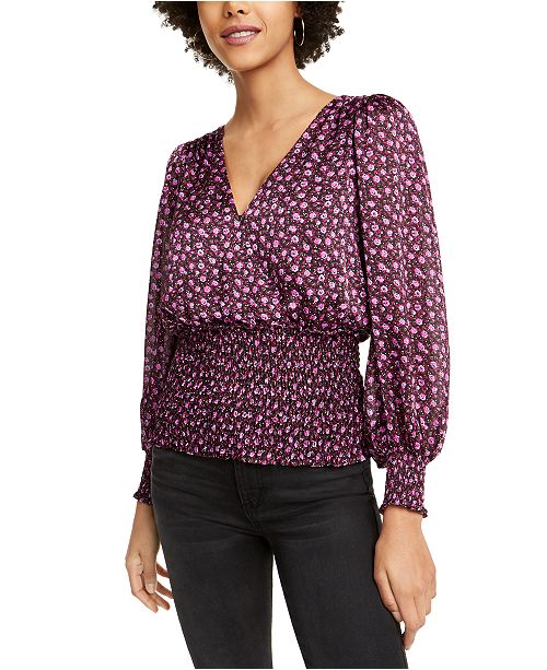 Leyden Smocked Surplice Top Reviews Tops Juniors Macy S