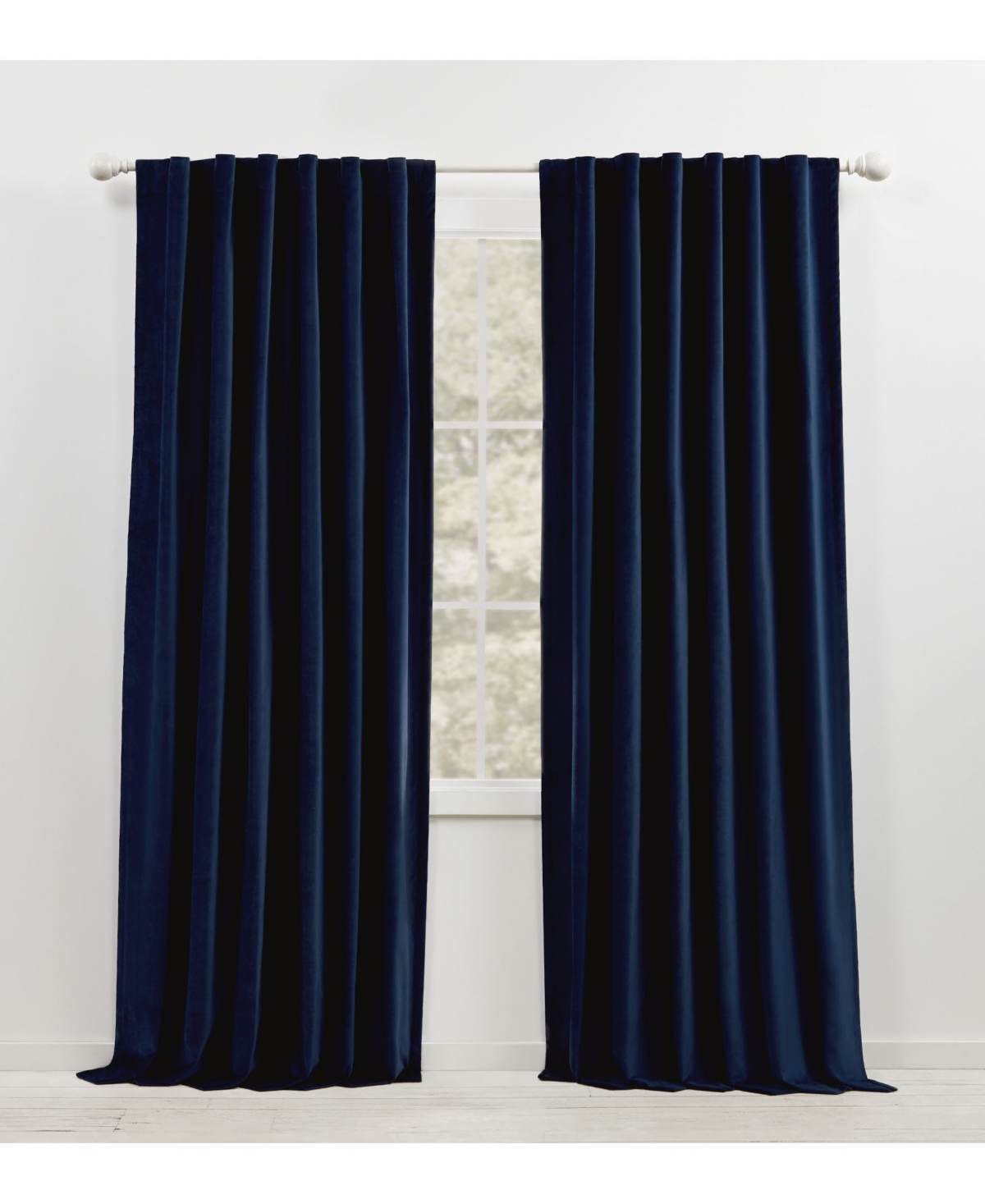 Lauren Ralph Lauren Velvety Room Darkening Back Tab Rod Pocket Curtain Panel, 52" X 108" In Indigo