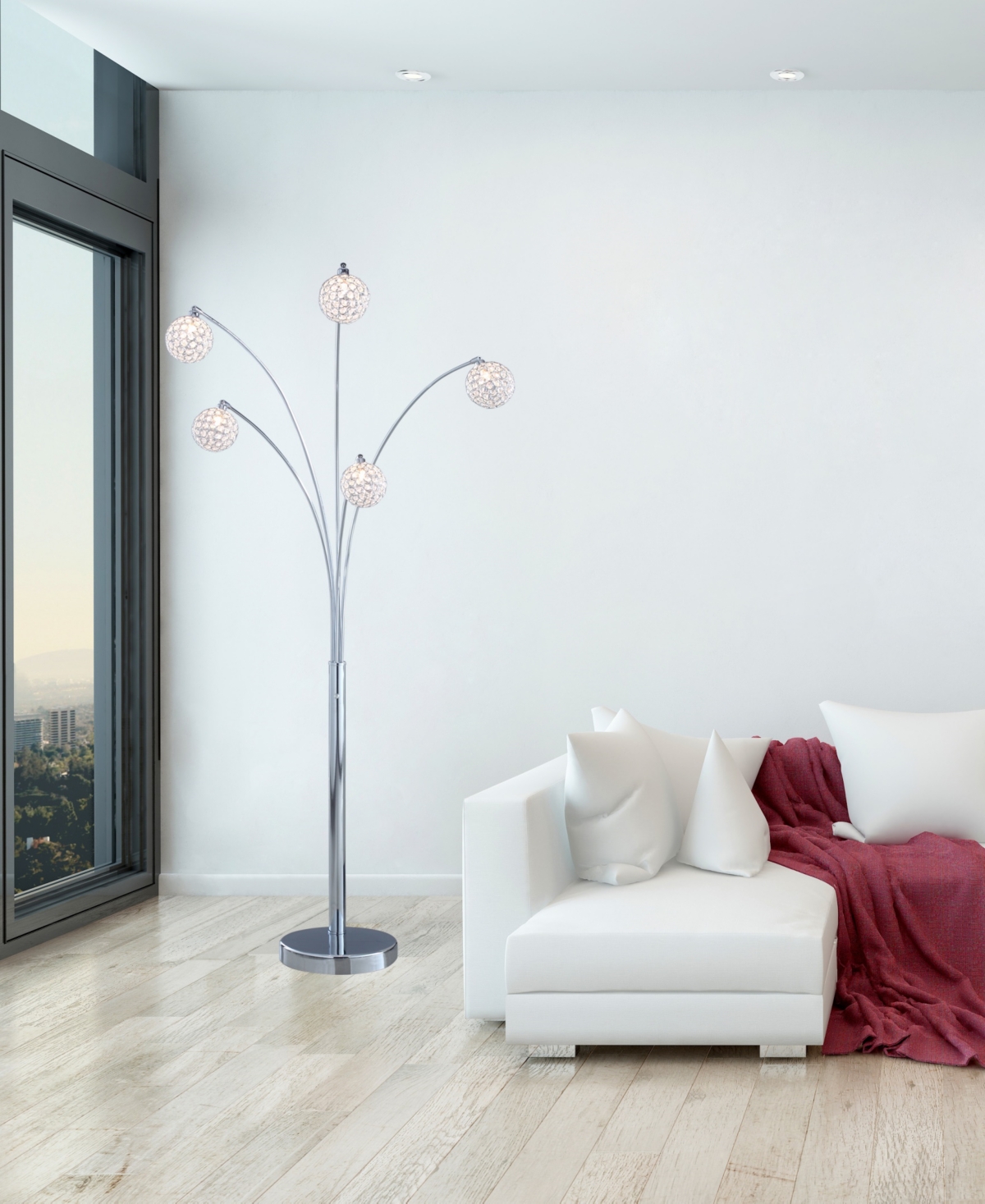 Artiva Usa 'Manhattan' Modern 5-Arch Crystal Ball Floor Lamp with Dimmer