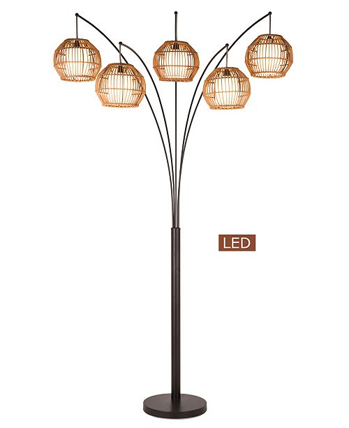 Artiva Usa Bali 88 Led Arched Floor Lamp Handcrafted Rattan Shade