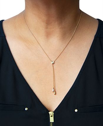 Wrapped - Diamond 20" Drop Pendant Necklace (1/10 ct. t.w.) in 14k Gold