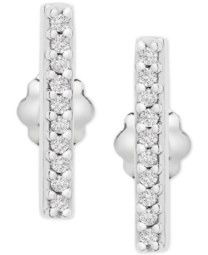 image of Wrapped Diamond Bar Stud Earrings (1/10 ct. t.w.) in 14k White Gold, Created for Macy-s
