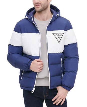 GUESS - Men's Colorblock Hooded Puffer Jacket