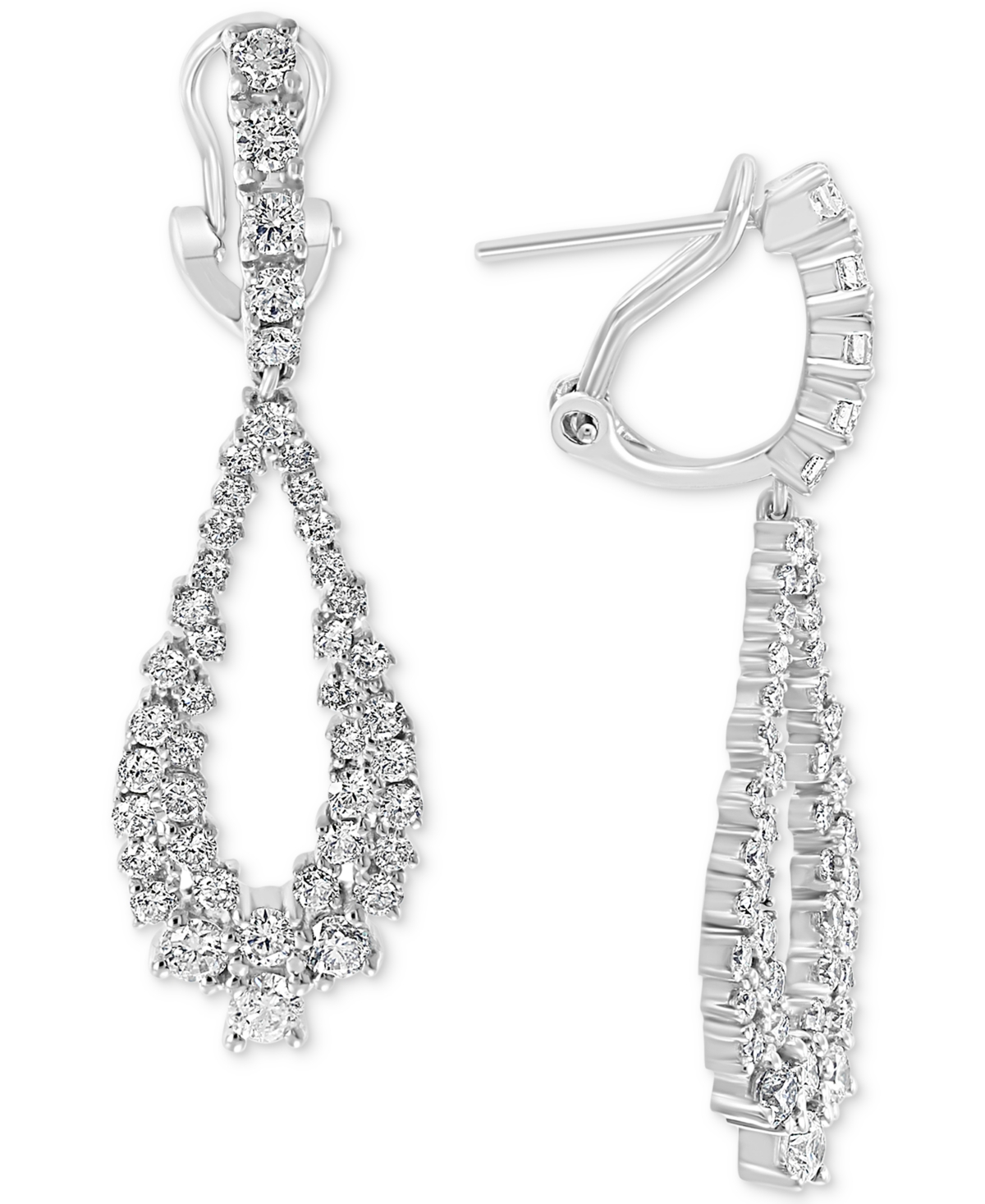 Effy Diamond Cluster Teardrop Drop Earrings (2-1/6 ct. t.w.) in 14k- White Gold