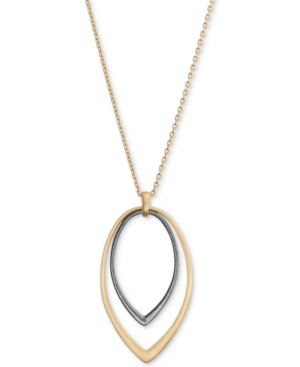 image of Lucky Brand Two-Tone Double-Teardrop Pendant Necklace, 30
