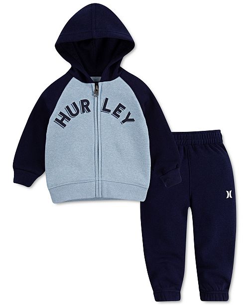 Hurley Toddler Boys 2 Pc Zip Up Fleece Hoodie Jogger Pants Set