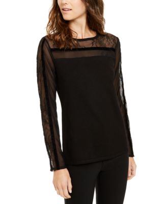 INC International Concepts - Lace & Velvet Illusion Sweater