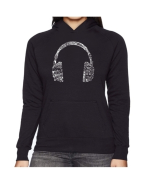 La Pop Art Women's Word Art Hooded Sweatshirt -Headphones - Languages