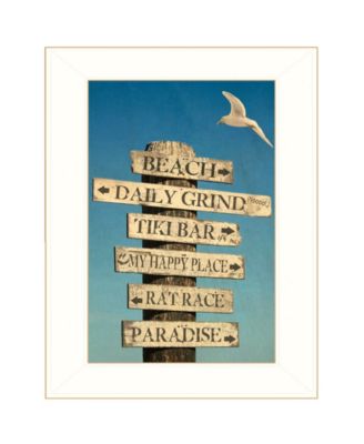 Beach Directional by Graffitee Studios, Ready to hang Framed Print, White Frame, 14" x 18"