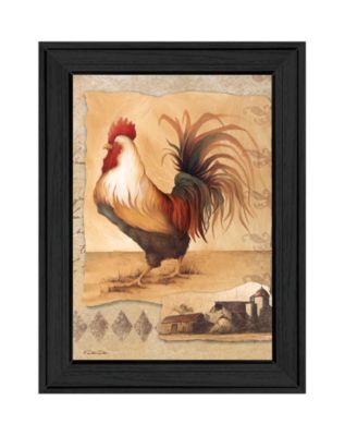 Rooster Montage I By Dee Dee, Printed Wall Art, Ready to hang, Black Frame, 15" x 11"