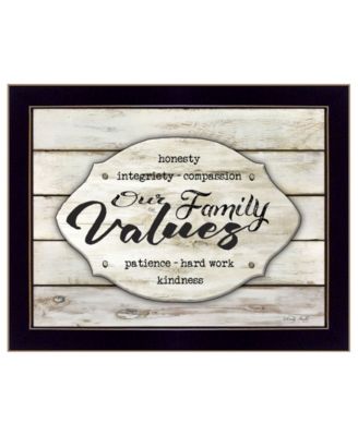 Our Family Values by Cindy Jacobs, Ready to hang Framed Print, Black Frame, 18" x 14"