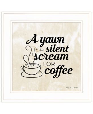 A Silent Scream for Coffee by SUSAn Ball, Ready to hang Framed Print, White Frame, 15" x 15"
