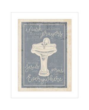Trendy Decor 4u Wash Your Hands By Misty Michelle, Ready To Hang Framed Print, White Frame, 15" X 19" In Multi