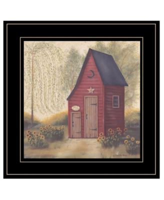 Folk Art Outhouse II by Pam Britton, Ready to hang Framed Print, Black Frame, 15" x 15"