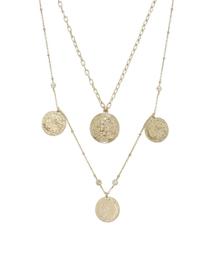 ETTIKA Elite Coin and Crystal Layered Necklace Set - Macy's