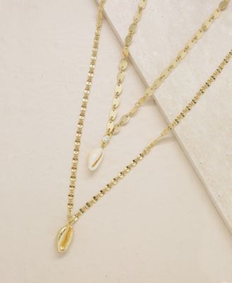 ETTIKA Double Cowrie Shell Layered Necklace Set