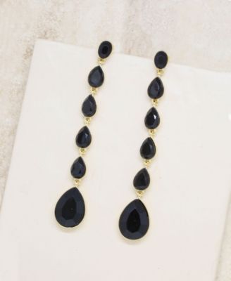 18K Gold Plated Zinc Teardrop Linear Earrings