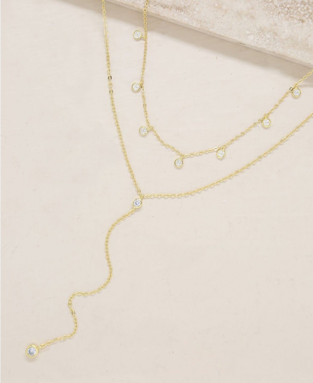 Ettika Simplistic Crystal Layered Lariat Necklace Set