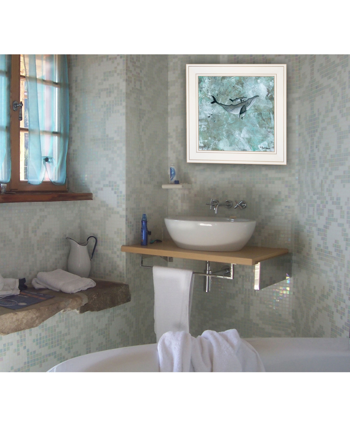 Trendy Decor 4U Simplicity Humpback by Britt Hallowell, Ready to hang Framed Print, White Frame,