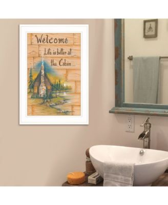 Trendy Décor 4U Life is Better at the Cabin by Mary June, Ready to hang Framed Print, White Frame, 15" x 21"