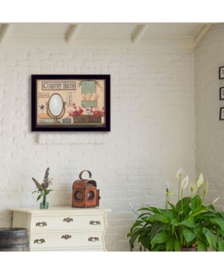 Country Bath By Pam Britton, Printed Wall Art, Ready to hang, Black Frame, 18" x 14"