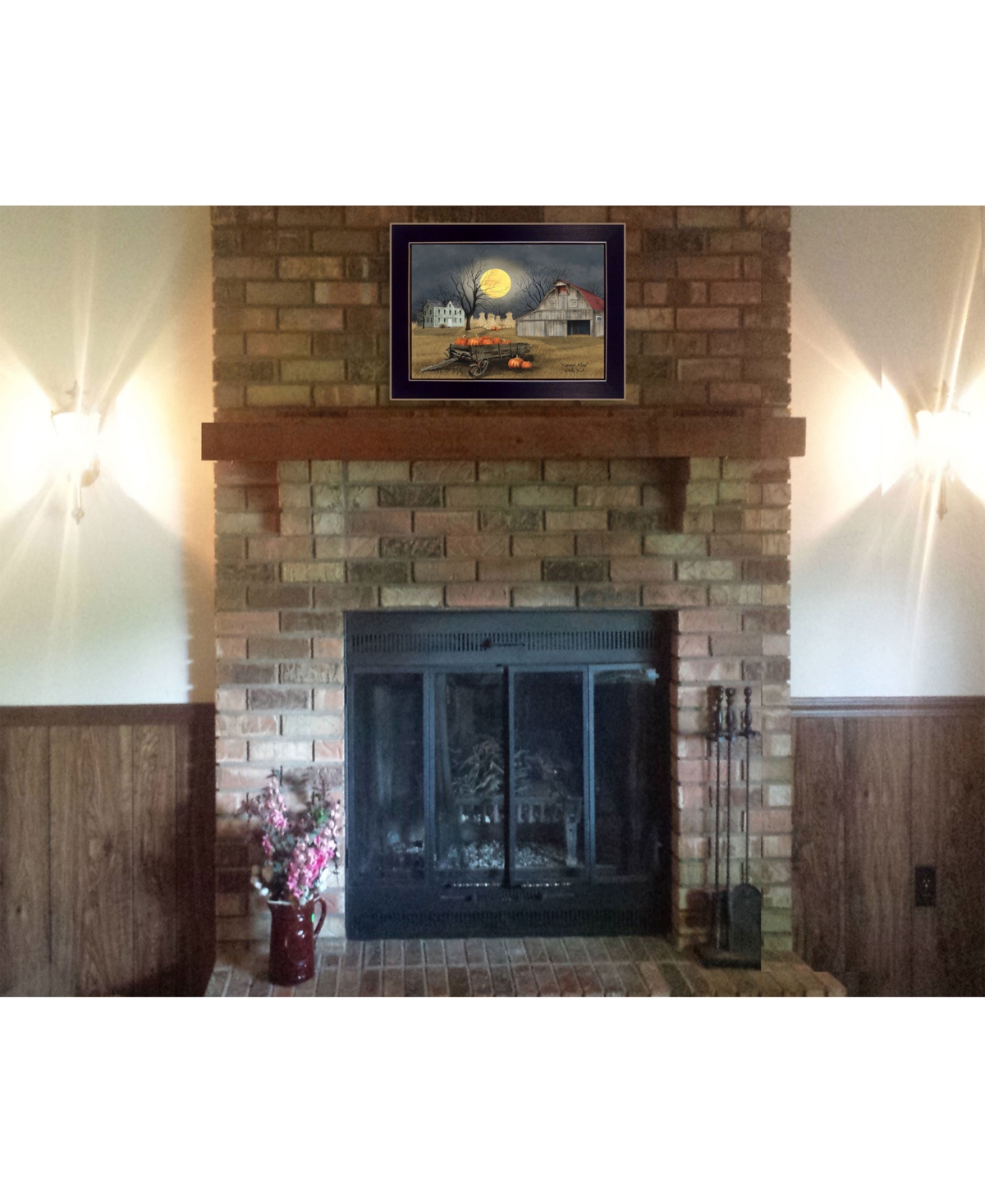 Trendy Decor 4U Harvest Moon by Billy Jacobs, Ready to hang Framed Print, Black Frame,