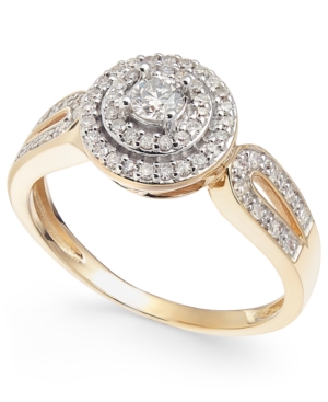 image of Diamond Double Halo Engagement Ring (3/8 ct. t.w.) in 14k Gold