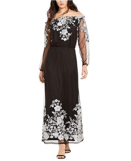 Inc Embroidered Off The Shoulder Maxi Dress Created For Macy S
