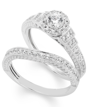 Certified Diamond (1 ct tw) Bridal Set in 14k White Gold