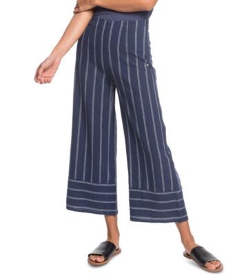 striped cropped wide leg pants