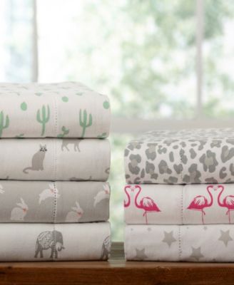 Whimsical Printed Flannel Sheet Set, Twin XL