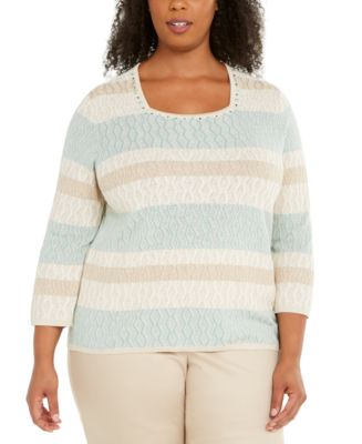 Alfred Dunner Size Cottage Charm Neck Sweater - Macy's