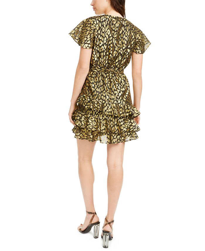 Kendall + Kylie Gold-Foil Animal-Print Mini Dress - Macy's