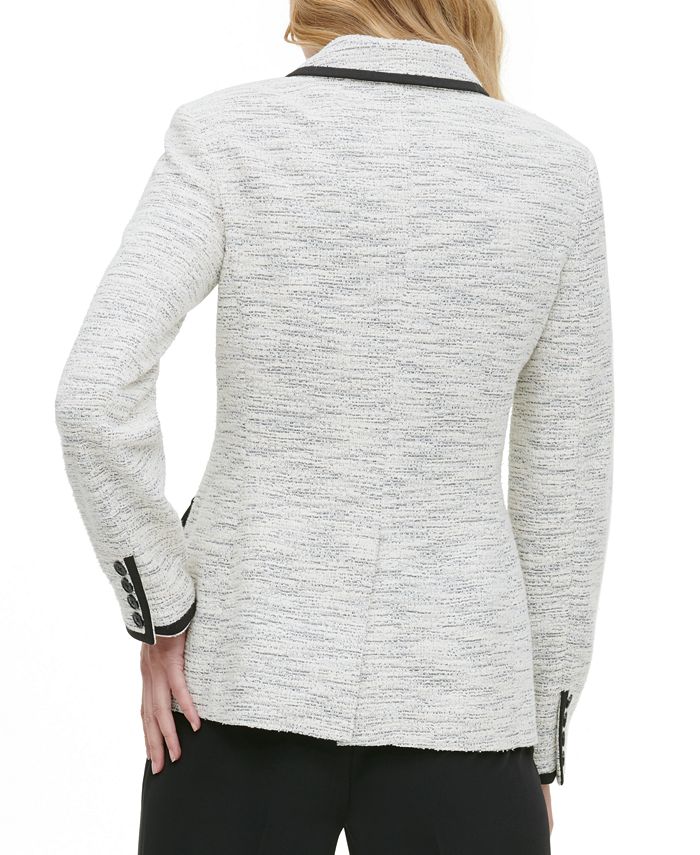 Tommy Hilfiger Women's Marled Peak-Lapel Blazer Charcoal Size 10