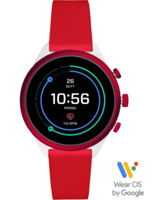 Fossil Unisex Sport HR Red Silicone 