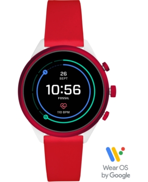 Fossil Unisex Sport Hr Red Silicone Strap Touchscreen Smart Watch 41mm, Powered By Wear Os By Google