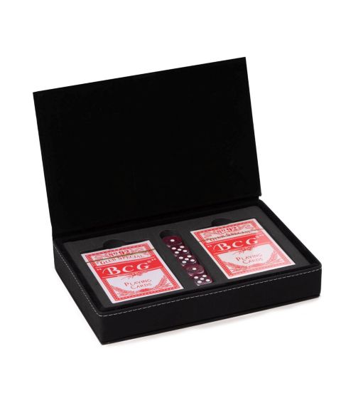 Детская игрушка Bey-Berk Arthur Black Game Case with 2 Decks of Playing Cards and 5 Poker Dice, Ages 14+